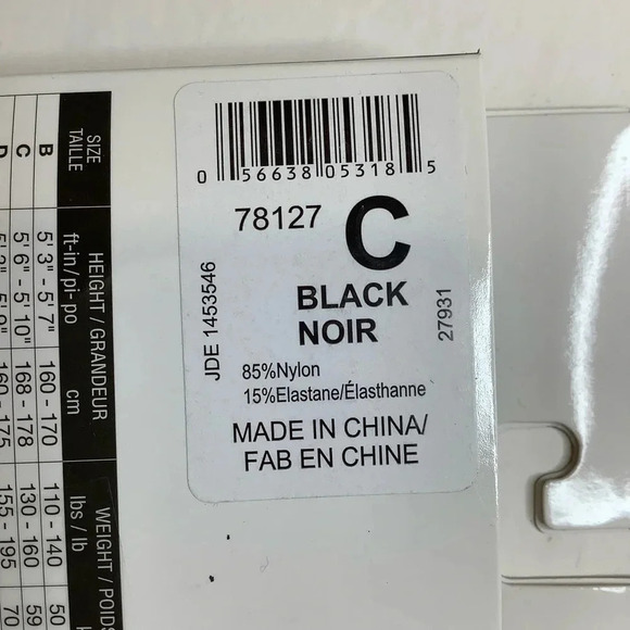 2/$30 SECRET Black Longline Panty Opaque Tights Size C - Picture 5 of 7